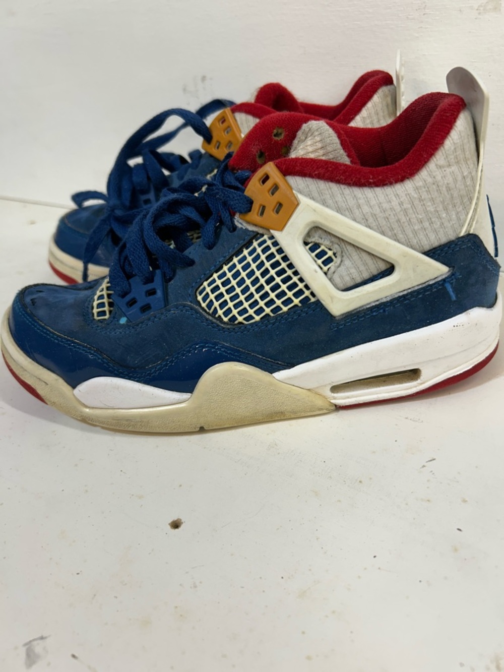 Nike Kids Air Jordan Blue and Red Mesh-Detail Sneakers